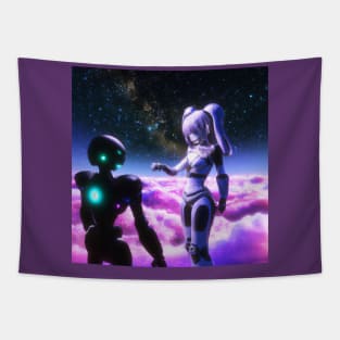 Anime Girl with Alien Tapestry