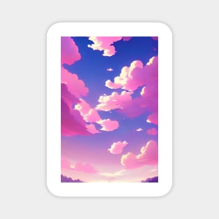 Pink Clouds Anime Art Style Landscape Magnet