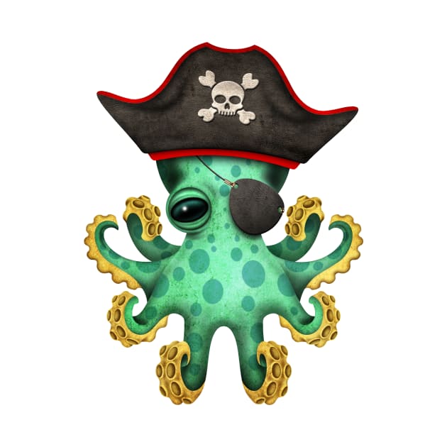 Cute Green Baby Octopus Pirate by jeffbartels