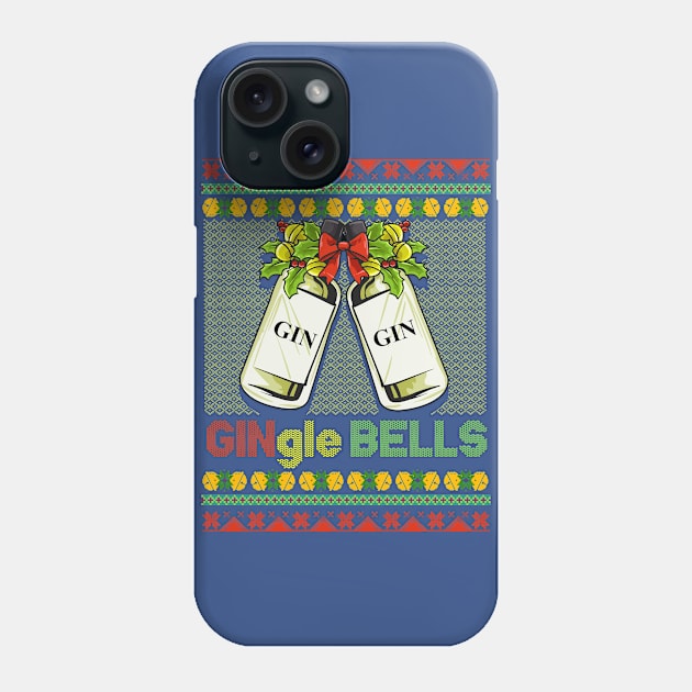 Gin-gle Bells Ugly Christmas Sweater Phone Case by creative