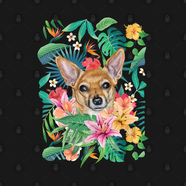 Tropical Short Haired Red White Chihuahua 1 by LulululuPainting