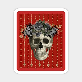 Fancy black roses skull Magnet