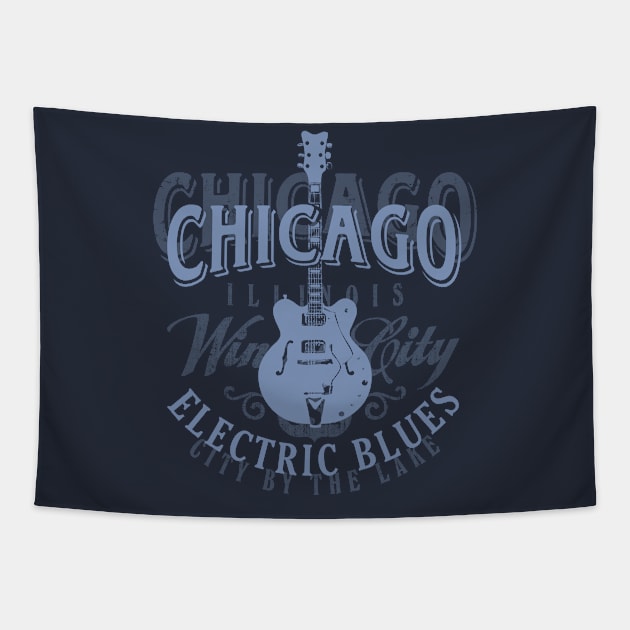 Chicago Electric Blues Tapestry by Designkix