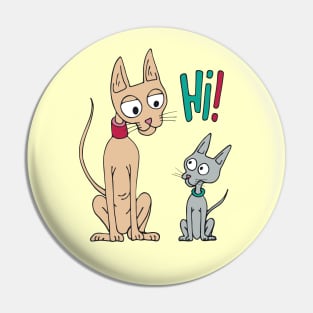 Funny, cartoonish cat and kitten Pin