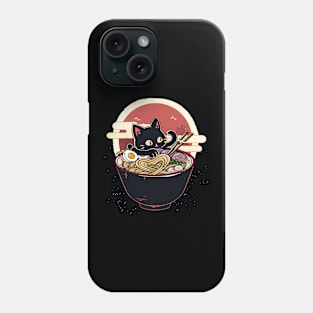 Retro Japanese Kawaii Anime Ramen Men Kids Women Cat Ramen Phone Case