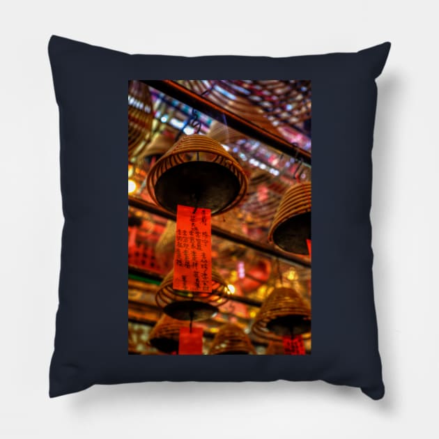 Man Mo Temple Incense Coil And Prayer Pillow by tommysphotos