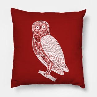 Barn Owl - hand drawn detailed bird design Pillow