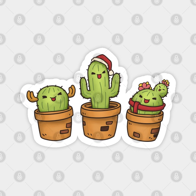 Cute and Happy Christmas Cactus Magnet by Takeda_Art