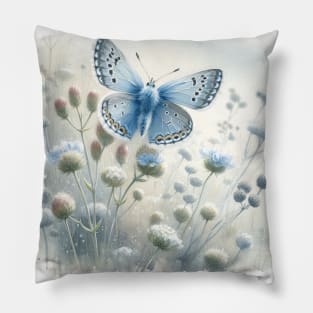 Chalkhill blue - Watercolor Butterfly Pillow