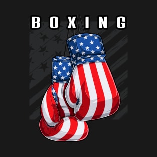 Boxing USA American Flag Boxing Gloves T-Shirt