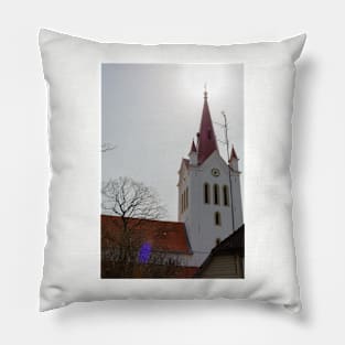 Spire of the bell-tower of St. John’s Church in Cesis, Latvia Pillow