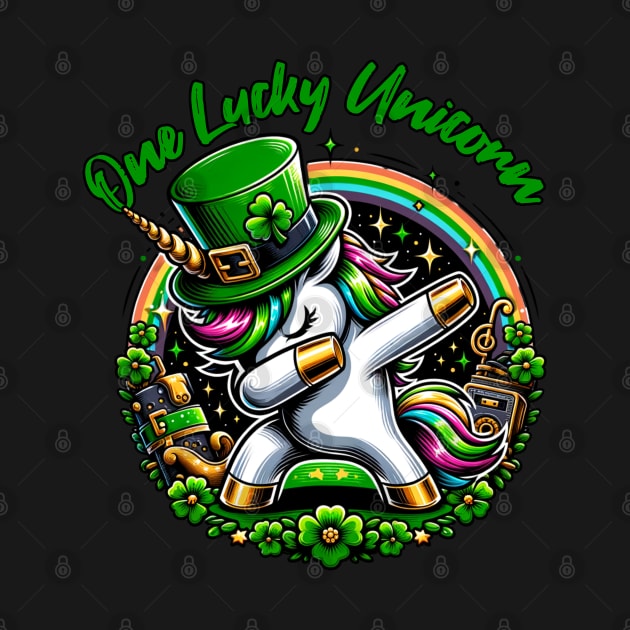 One Lucky Unicorn With Rainbow St. Patricks Day by Odetee