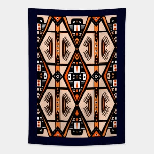 Manjak African Wax Textile Tribal Mudcloth Pattern Orange Tapestry