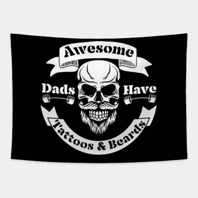 Awesome-Dads-Have-Tattoos-And-Beards Tapestry by Alexa