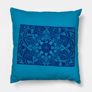 Blue Colorado State Gift Mandala Yoga CO Art Pillow