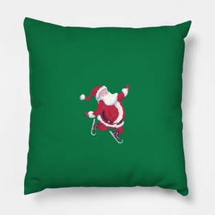 Santa Claus skating on ice Pillow