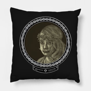 Melancholy Girl (frame silver celtic rope black) Pillow