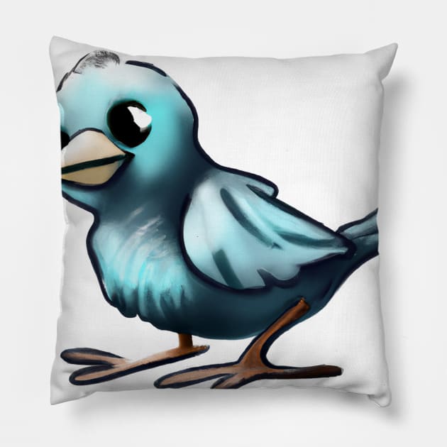 Cute Bird Drawing Pillow by Play Zoo