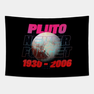 Pluto Never Forget Synthwave Neon Style Tapestry