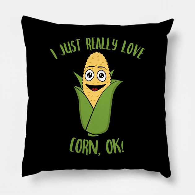 I Just Really Love Corn OK Pillow by KawaiinDoodle