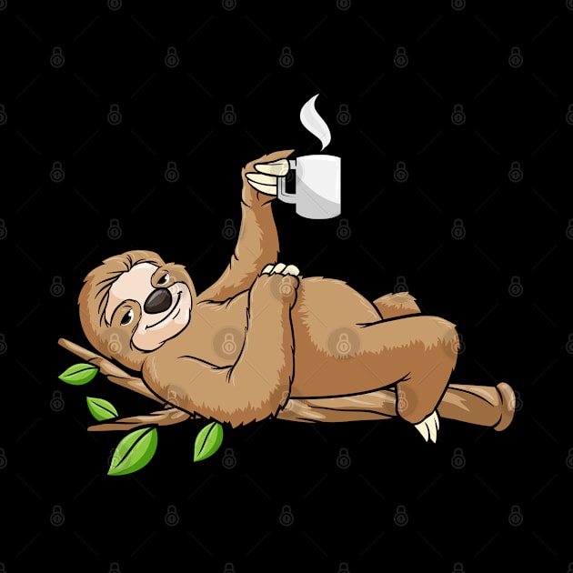 Sloth on tree with mug of coffee by Markus Schnabel