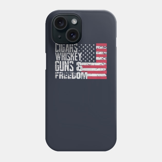 Cigars whiskey guns and freedom Phone Case by stewardcolin34