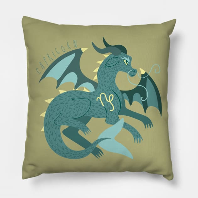 Capricorn Dragon Pillow by LexaStrong