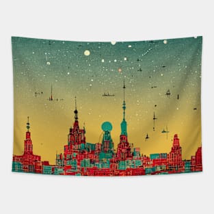 A city under the constellations Tapestry