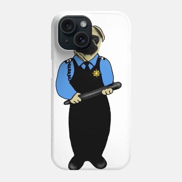 Funny Cop Pug Dog Police Gift Phone Case by Merchweaver