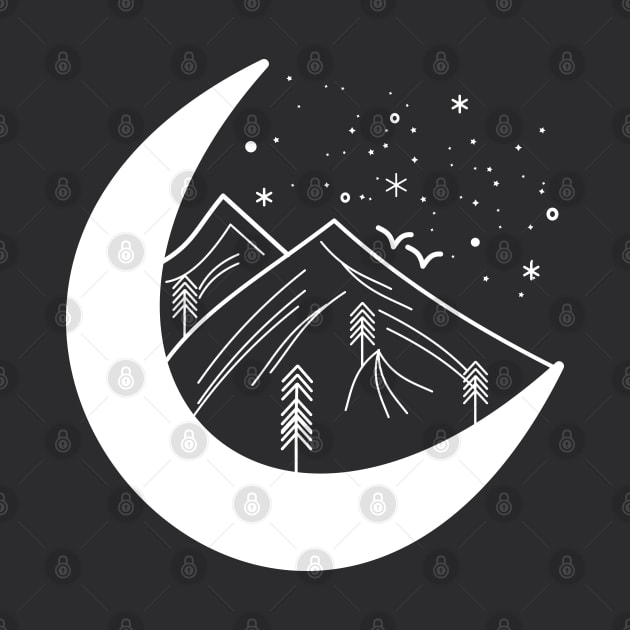 Cresent Moon over the Mountains by Mitalie