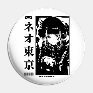 Vaporwave Cyberpunk Japanese Manga Girl Pin