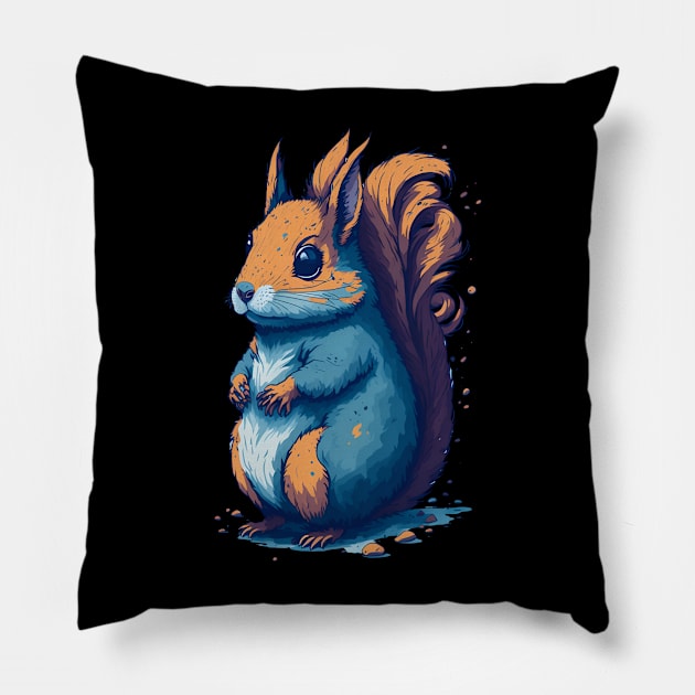 cute squirrel Pillow by vaporgraphic