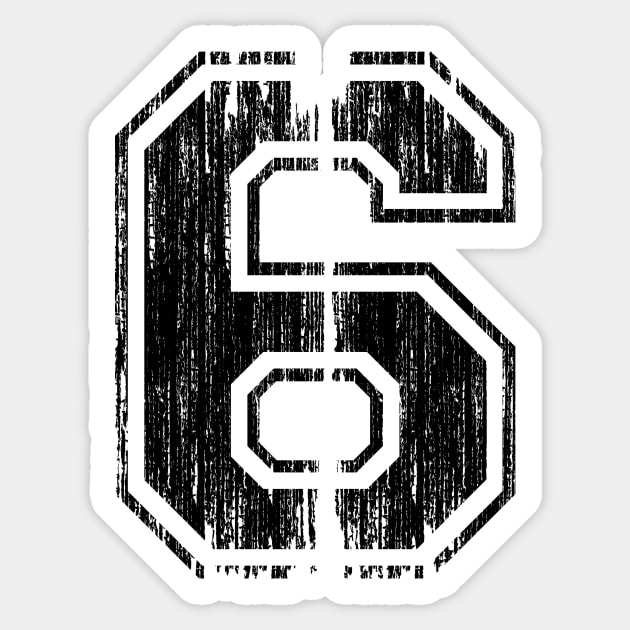 6 - number 6 - jersey number for sportsteam' Sticker