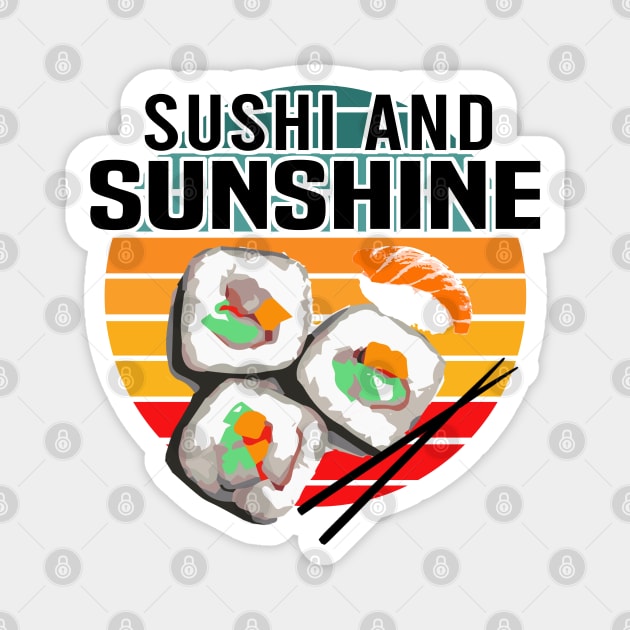 Sushi and Sunshine Retro Vintage Sunset - Cool Summer Magnet by dnlribeiro88