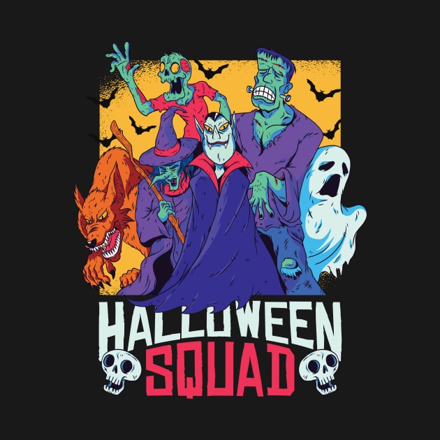 Halloween Monster Squad // Zombie, Witch, Vampire, Ghost, Werewolf, Frankenstein by SLAG_Creative