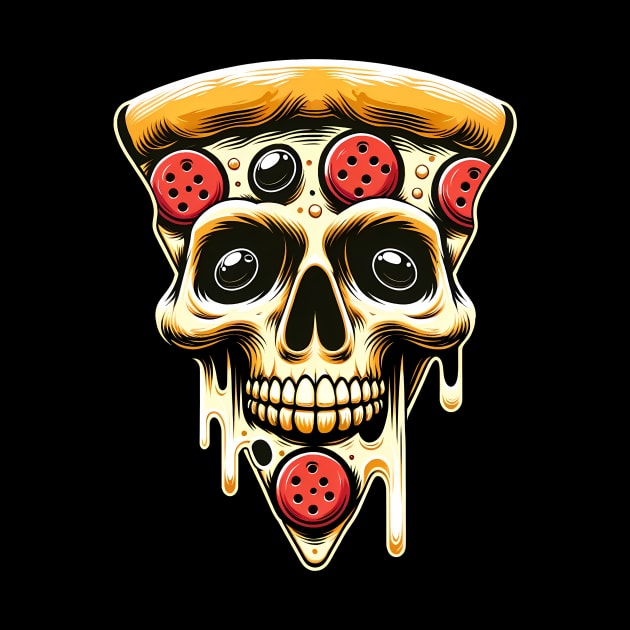 Pizza Skull Face, Funny Pizza Lover, Halloween by dukito