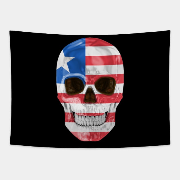 Liberia Flag Skull - Gift for Liberian With Roots From Liberia Tapestry by Country Flags