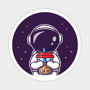 Cute Astronaut Sipping Boba Milk Tea Magnet