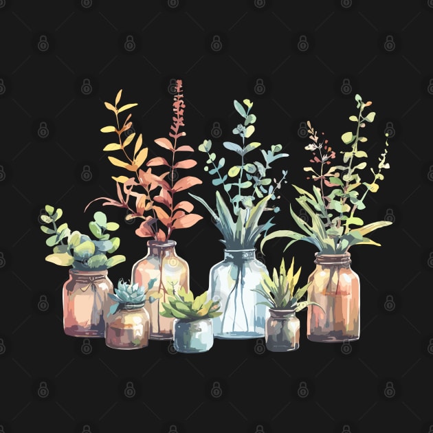 House Plants on Jars by Siha Arts