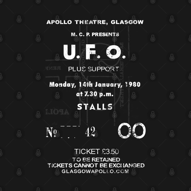 UFO Monday 14th of January 1980 Glasgow Apollo Tour Ticket Repro by RockitTees