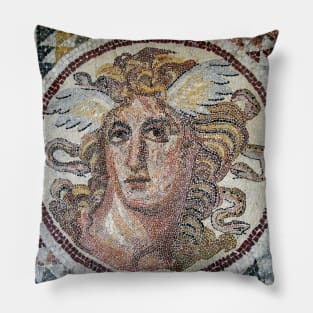 Ancient Medusa Head Mosaic Archaeological Design Pillow