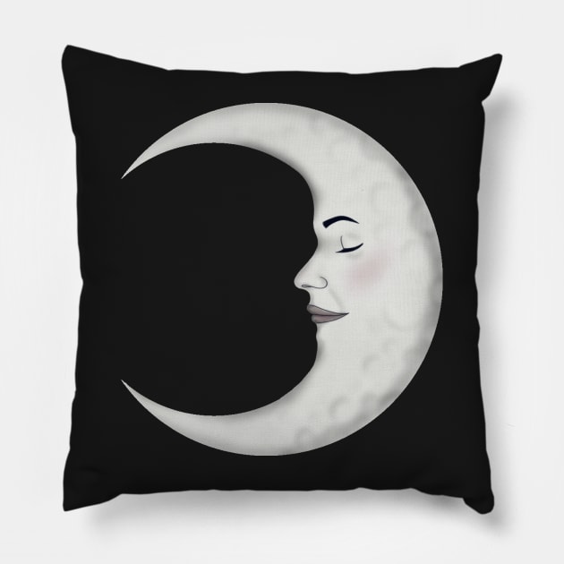 Lady on the Moon Pillow by Emsimonsen