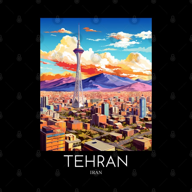 A Pop Art Travel Print of Tehran - Iran by Studio Red Koala