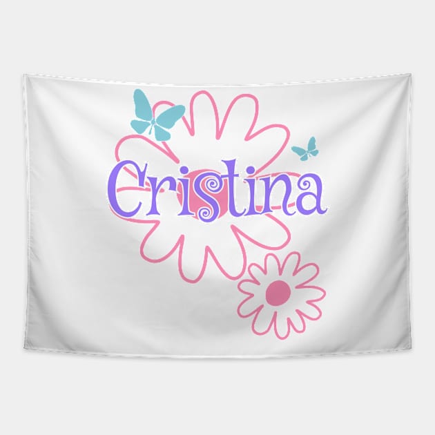 Cristina Girls Name Daisy Butterflies Tapestry by xsylx