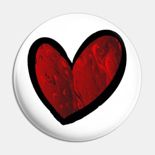 Red burning swirling heart Pin