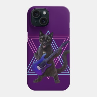 Cat playing electric guitar Phone Case