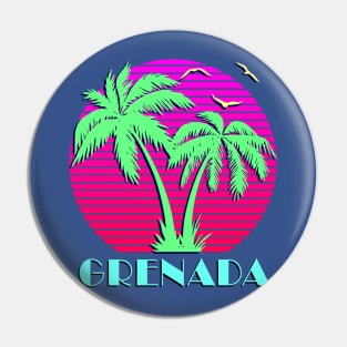 Grenada Palm Trees Sunset Pin