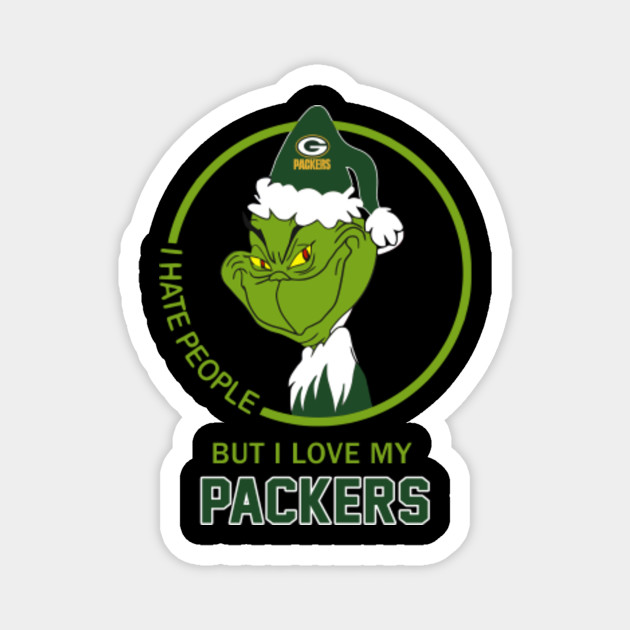 Funny Green Bay Packers Football Santa Grinch Shirt I Hate People But I Love Packers Green Bay Packers Football Gift Magnes Teepublic Pl