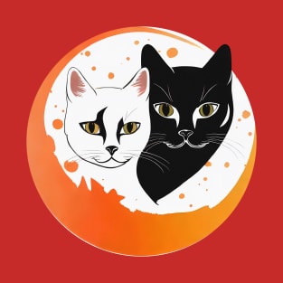 Handsome two cats in circle T-Shirt