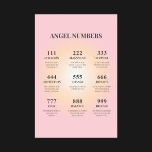 Angel Numbers Chart Pink and Orange Aura T-Shirt